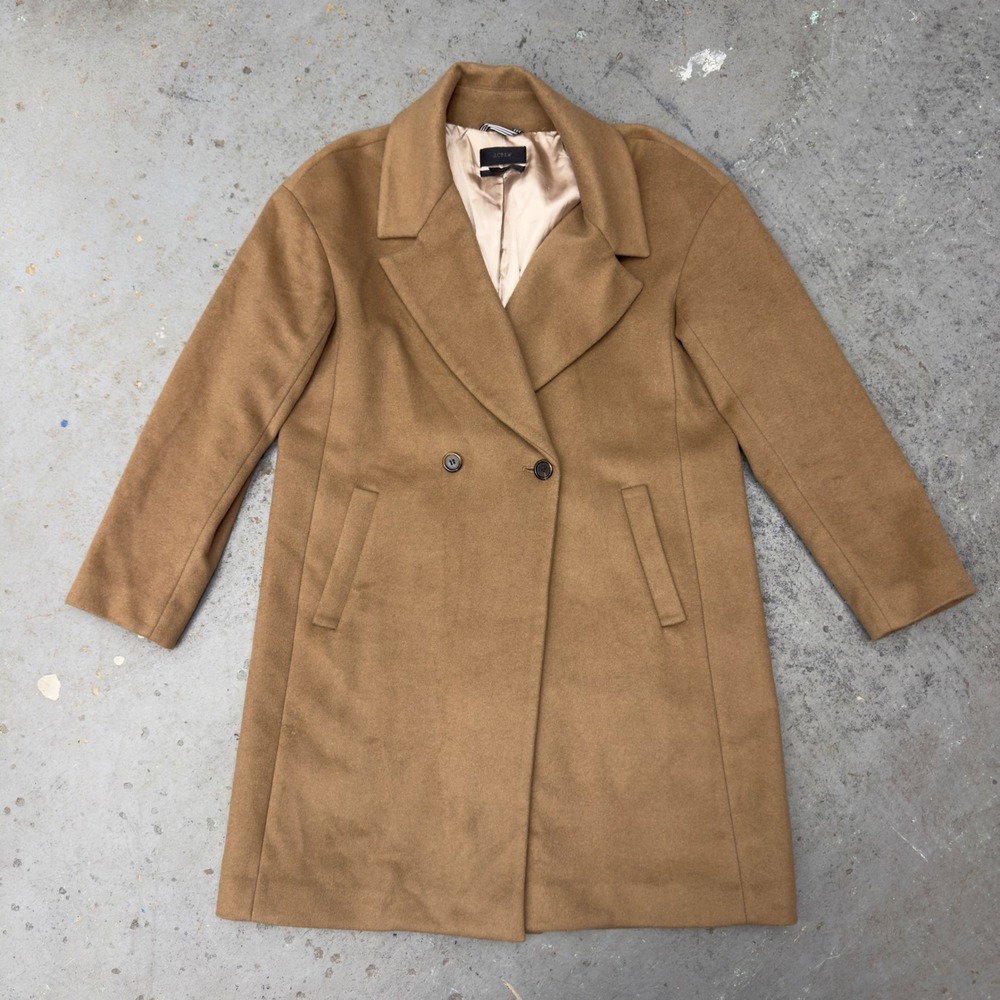 J.Crew Italian Wool Cashmere Blend Double Breasted Coat Camel Brown Large L